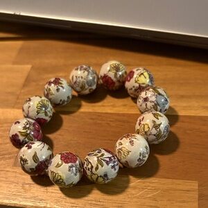 Vera Bradley Floral Beaded Bracelet - Cream, Red, Yellow